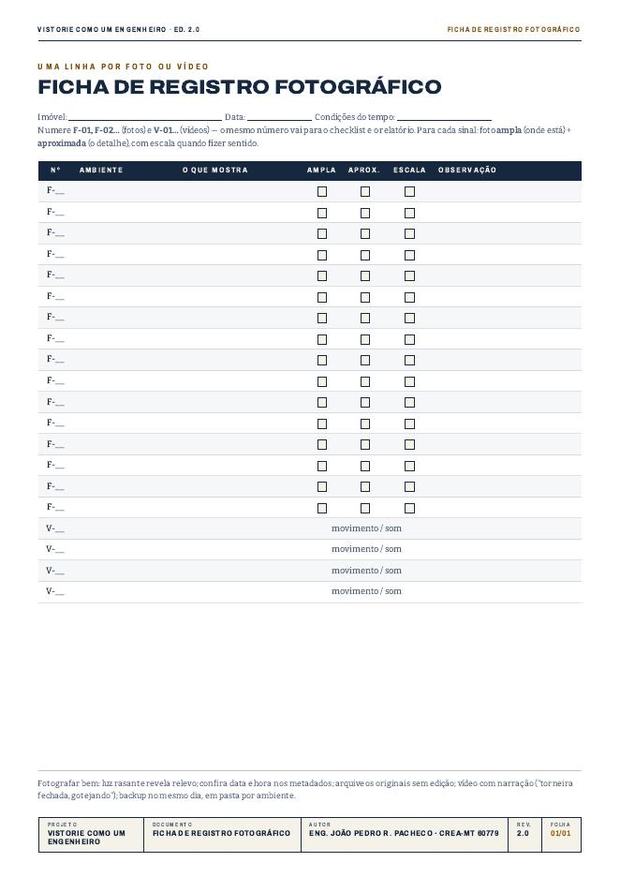 Página real da Ficha de Registro Fotográfico